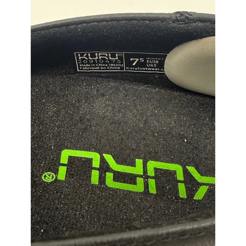Kuru Roam Black Leather Slip On Sneakers Womens 7.5 Orthopedic Walking Shoes